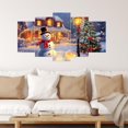 thumbnail image 2 of ZHONGYUTONG 5 Piece Christmas Wall Art Large Snowman Pictures Canvas Prints Winter Snowy Xmas Living Room Home Wall Decor Framed (8x14inx2pcs 8x18inx2pcs 8x22inx1pcs), 2 of 4
