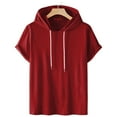 thumbnail image 2 of Hvyesh Mens Short Sleeve Hoodie Sweatshirts Drawstring Hooded Pullover Sports Tops Trendy Solid Workout Athletic Shirt, 2 of 7