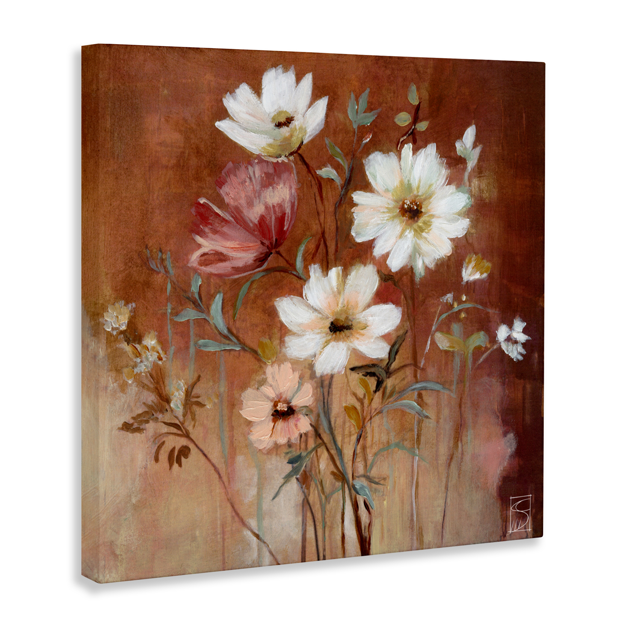 Mocha Flowers Collection Canvas Wall Art, design by Sara Culpepper