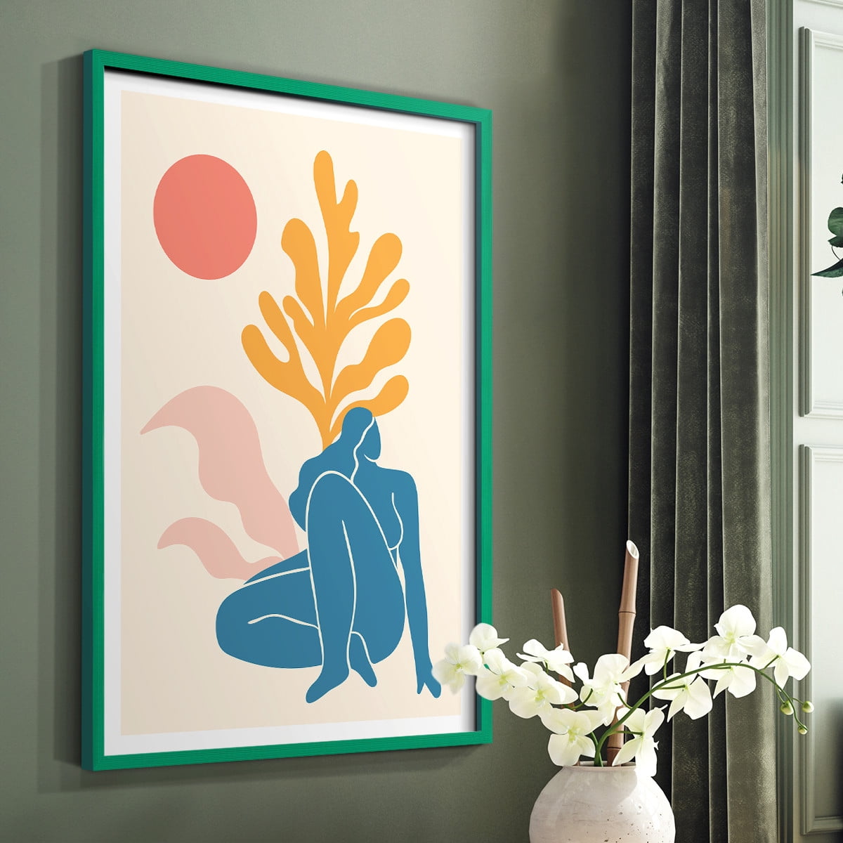 Matisse CCCXXI in Green Solid Wood 22 x 28 Framed Print