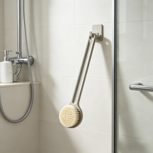 Cepillo de ducha de mango largo con cerdas suaves para frotar y exfoliar la espalda | Cepillo de baño para la limpieza corporal y el cuidado diario