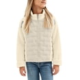 thumbnail image 3 of CPNG Girls Fleece Quilted Jacket Solid Color Stand Collar Full Zip Long Sleeve Jacket Spring Autumn Winter Lightweight Warm Outdoor Casual Coat, 3 of 8