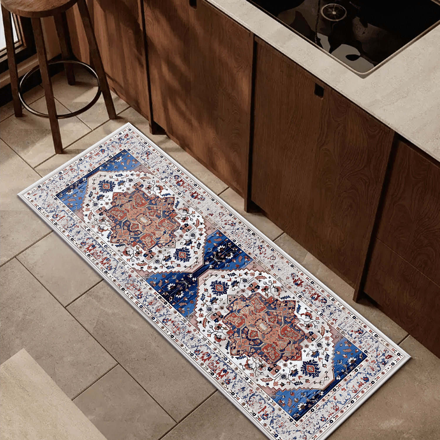 3 Pieces Kitchen Rug Sets with Runner Non Slip Washable Mats for Floor Thick Kitchen Floor Mat Carpet Runner Rugs for Hallway Laundry Holiday Decor
