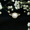 thumbnail image 3 of Rosec Jewels Natural Freshwater Pearl Engagement Ring with Halo - 8 mm - Pearl Diamond Ring - 7 Carat - AAA Quality, 10K Yellow Gold, US 9.00, 3 of 9