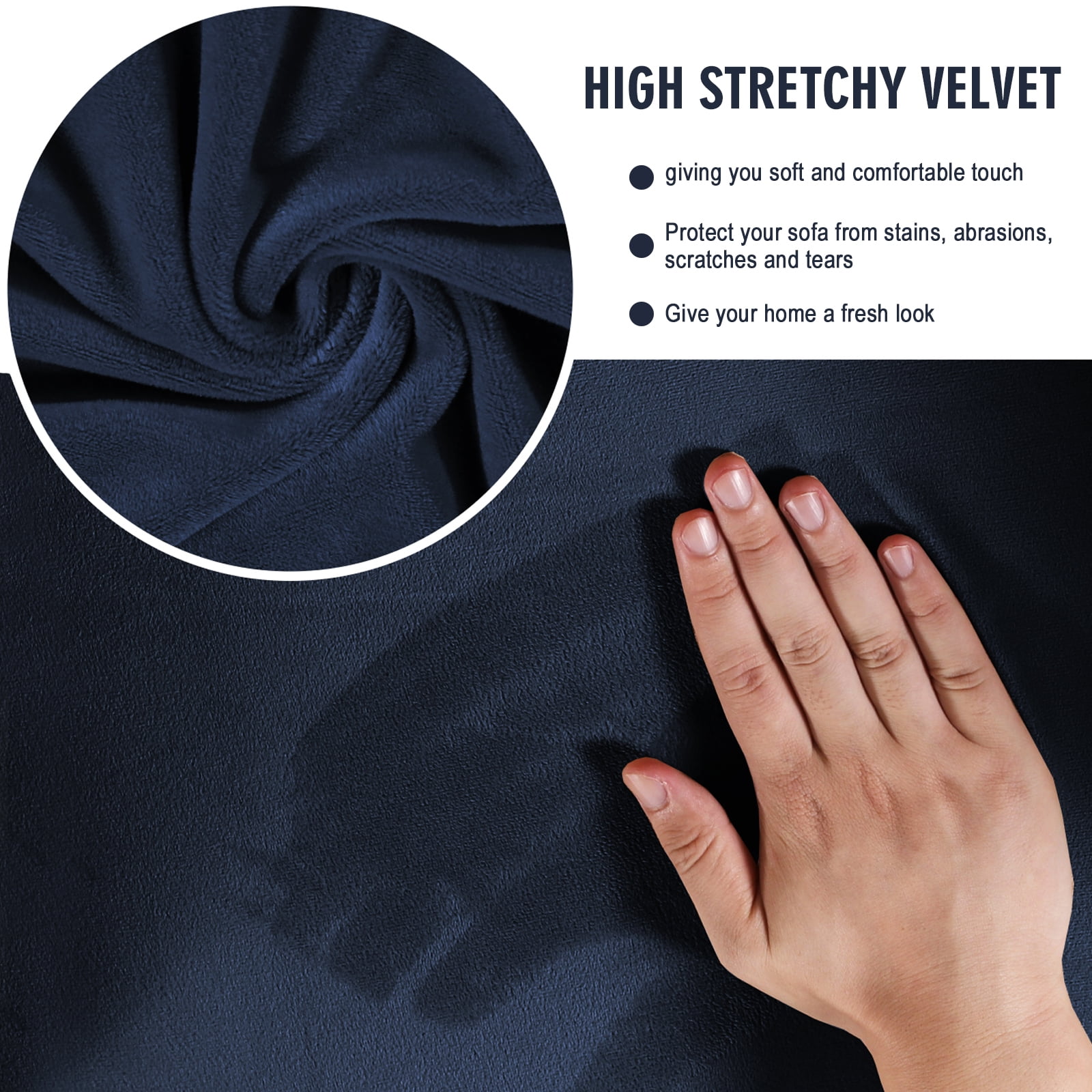 TOPCHANCES Modern Velvet Plush 3 Piece High Stretch Sofa Slipcover Sofa Cover Furniture Protector Form Fit Luxury Thick Velvet Sofa Cover for 2 Cushion Couch, Machine Washable