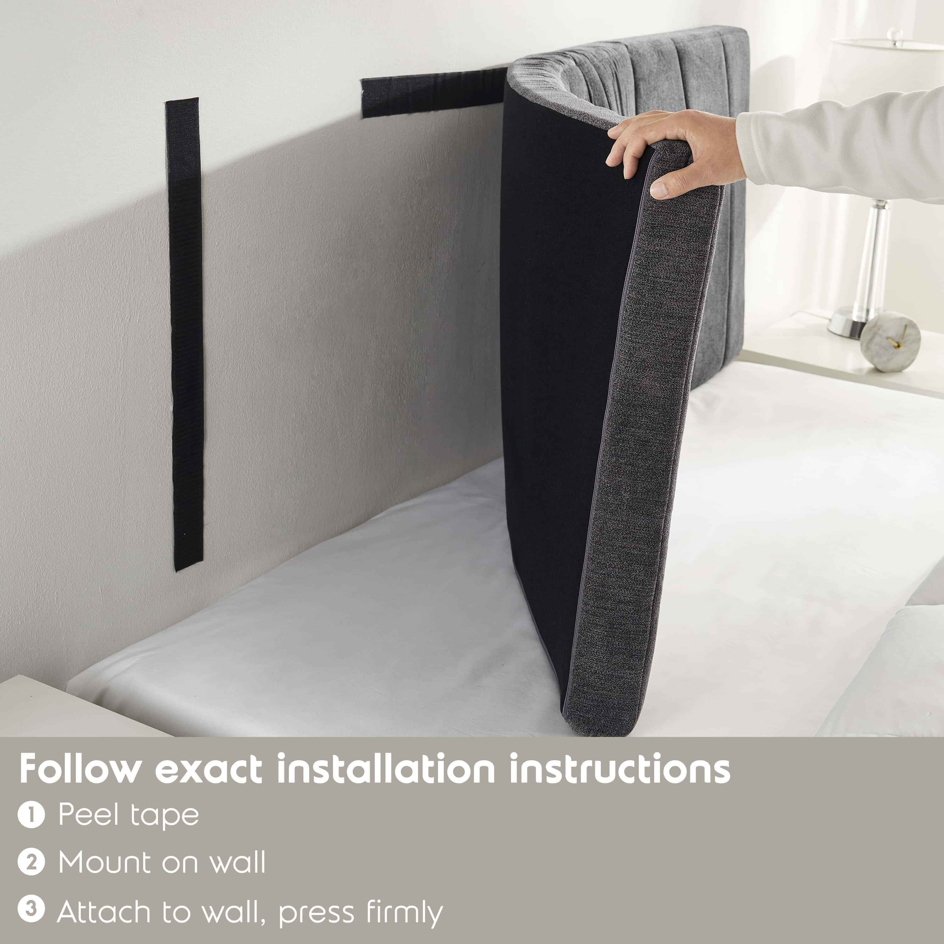 Lammlaoe Full Size Headboard, Upholstered Wall Mounted, Peel and Stick Installation, Sound Reducing 3D Panel Design, Easy Assembly, Gray