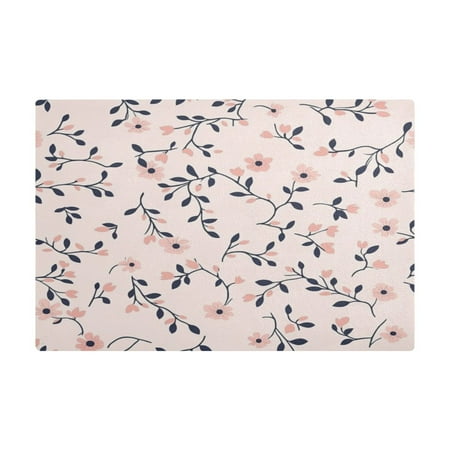 

PU Leather Kitchen Drying Mat with Silica Gel Core Coffee Bar Pad Dual-Sided Absorbent Non-Slip for Kitchen Counter Small Pink Flowers