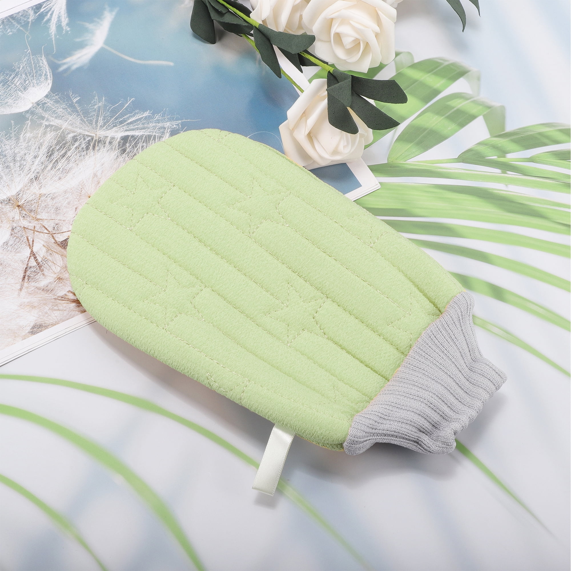 Unique Bargains Double-sided Gloves Bath Towel for bathroom 5.51"x9.06" 1 Pc Green