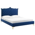 thumbnail image 2 of Modway Clara Performance Velvet Queen Platform Bed in Navy, 2 of 10