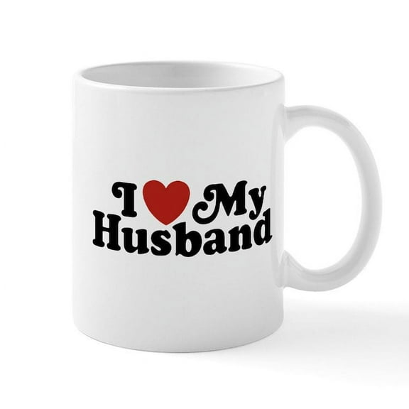 CafePress - I Love My Husband Mug - 11 oz Ceramic Mug - Novelty Coffee Tea Cup