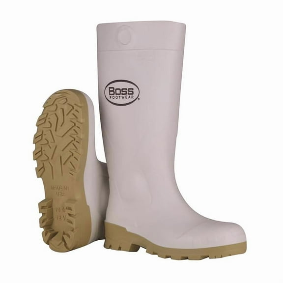 Boss 8071436 16 in. Waterproof Unisex PVC Plain Boots, White - Size 10 US - Pack of 2