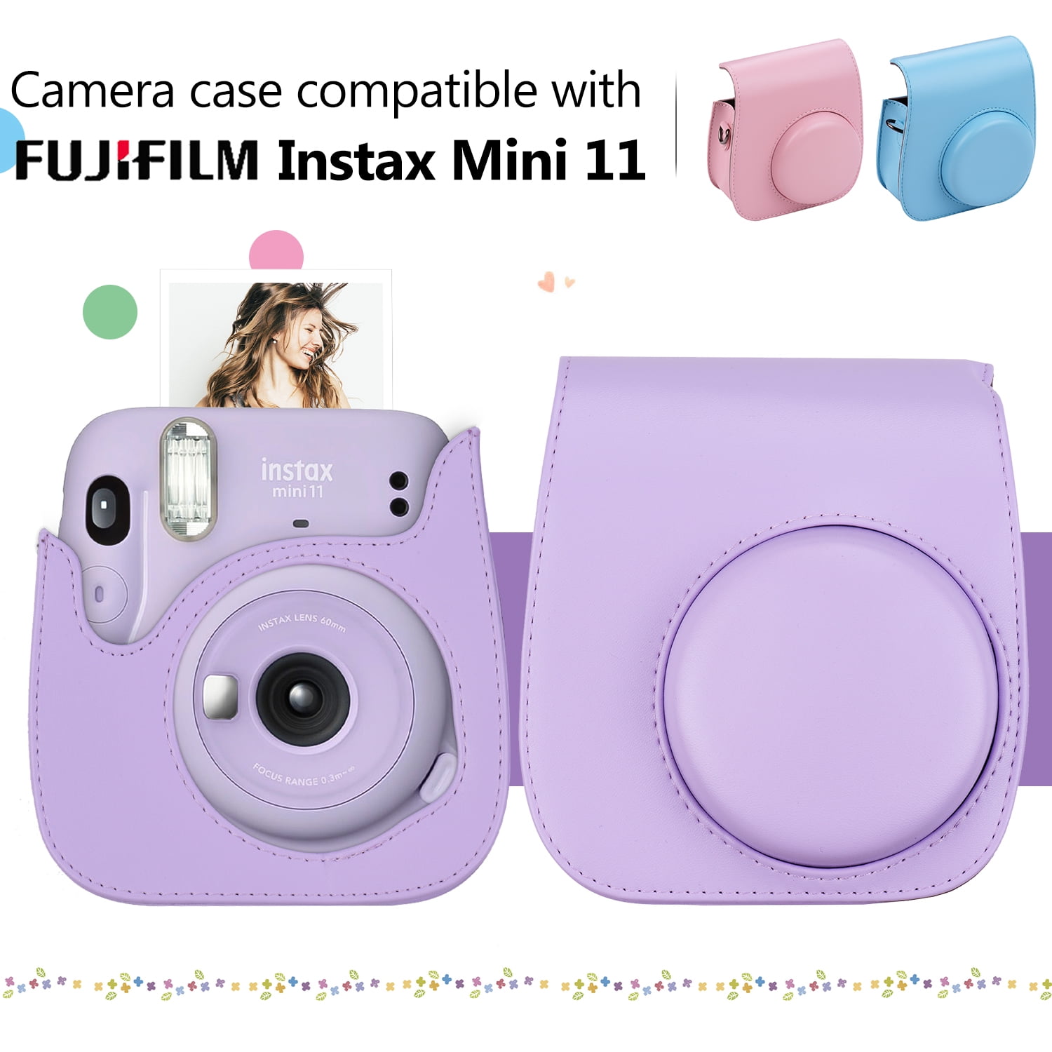 Blue Katia Camera Case Compatible for Fujifilm Instax Mini 11 Instant Film Camera with Adjustable Shoulder Strap Color