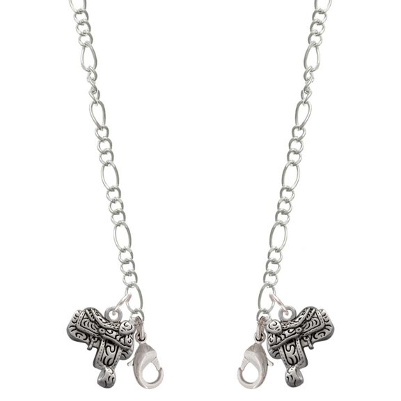 Silvertone Saddle Silvertone Face Mask Necklace