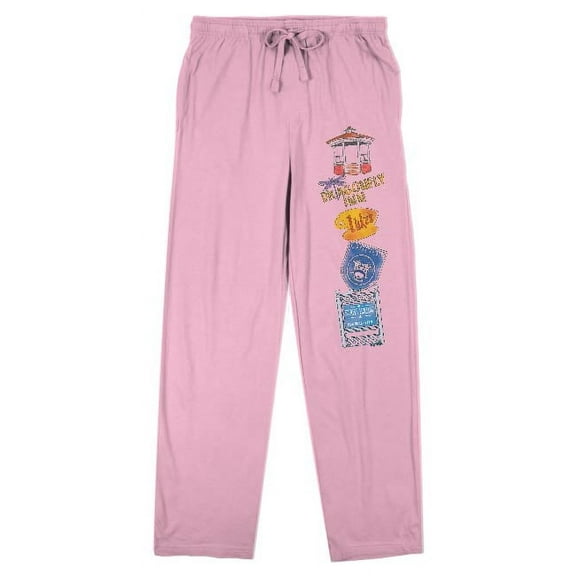 Gilmore Girls Stamped Icons Women's Pink Sleep Pajama Pants-Medium