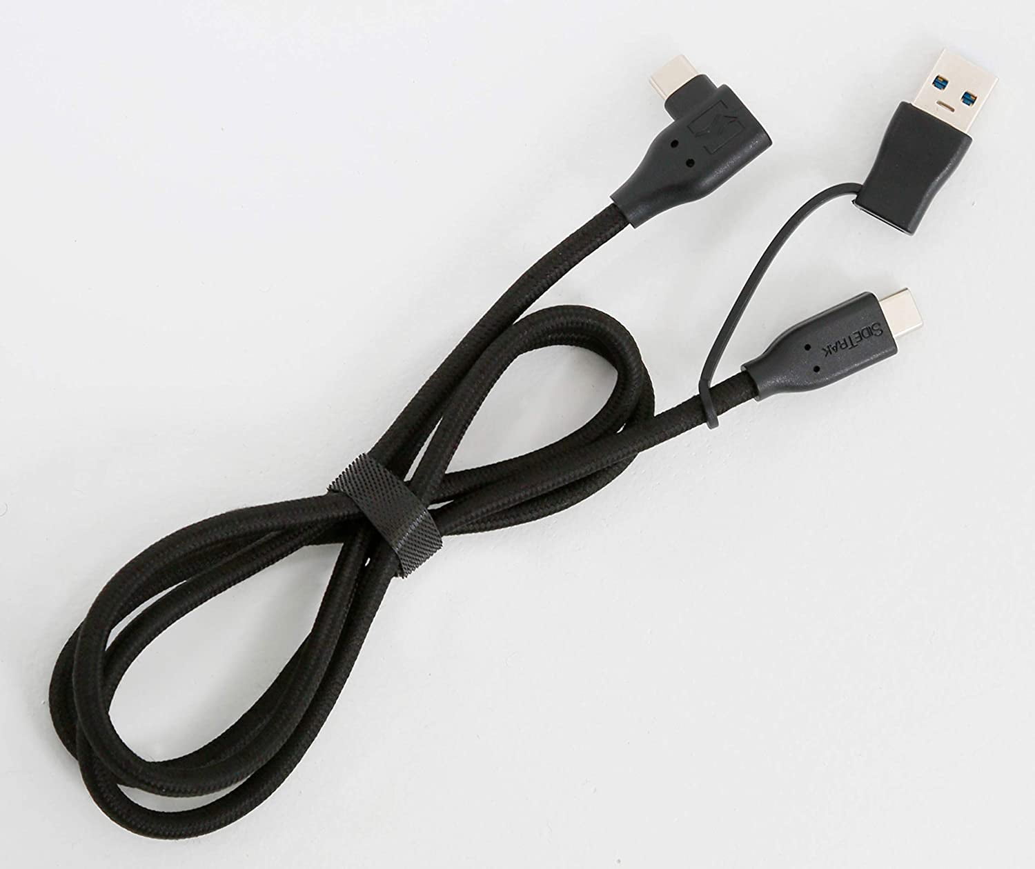 SideTrak USB-C to USB-C Cable & USB-A Adapter | Durable, Flexible, Tangle-Free Braided Nylon Cord | 3ft | Black