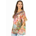 thumbnail image 4 of Sakkas Marina Women's Casual Short Sleeve Blouse Top Tunic Loose Floral Round Neck - 554-Multi - L/XL, 4 of 5