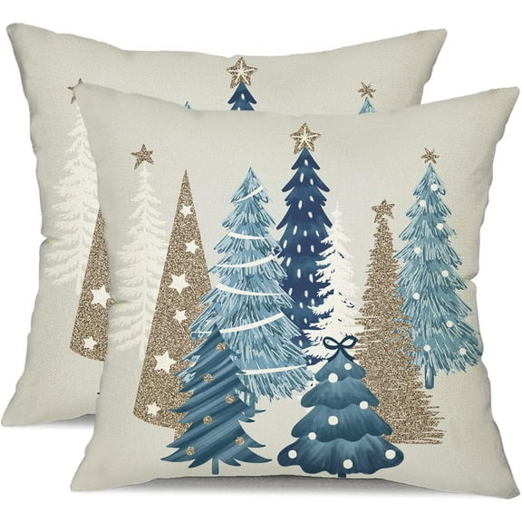2 Pcs Christmas Pillow Covers 18x18 Inch Xmas Tree Decorative Red Throw Pillows Winter Christmas Decor for Home Couch