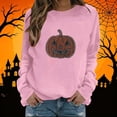 thumbnail image 2 of SETOOFF Halloween Ghost Rhinestone Crew Neck Pullover Sweatshirt for Women, Loose Fit Long Sleeve Shirts Lightweight Tunic Blouses Holiday Costume Tops for Daily Casual Work Fashion, 2 of 5