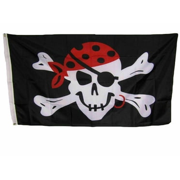 Trade Winds 3x5 Pirate One Eyed Jack Flag – Red Hat Scarf – Polyester With Brass Grommets