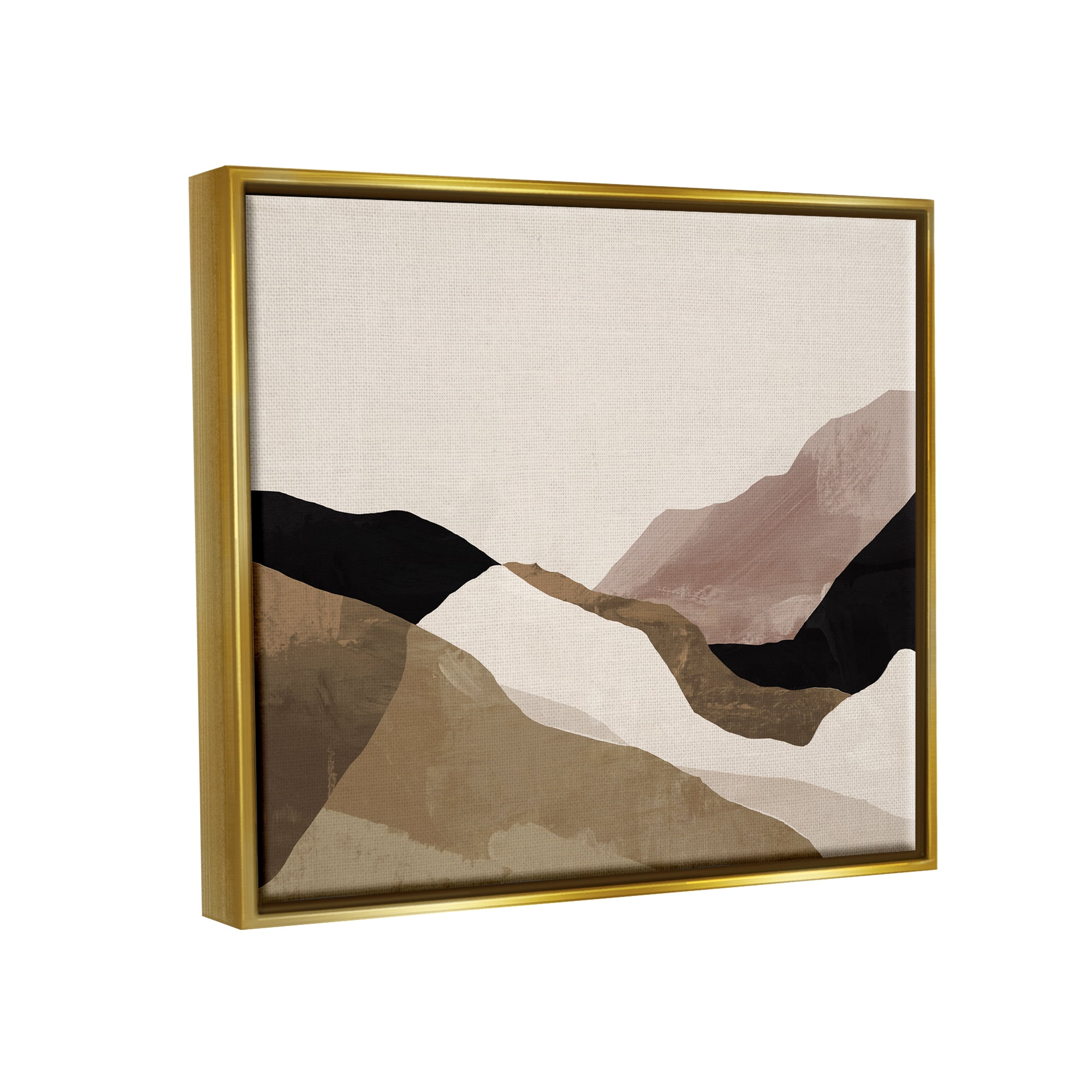 Stupell Industries Abstract Desert Dunes Collage Abstract Painting Gold Floater Framed Canvas Art Print Wall Art, 31 x 25