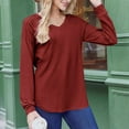 thumbnail image 5 of SYMOID Womens Red Long Sleeve V Neck Raglan Top - 95% Polyester 5% Spandex Stretch, Relaxed Fit Casual Everyday Shirt for Walmart,Size L, 5 of 7