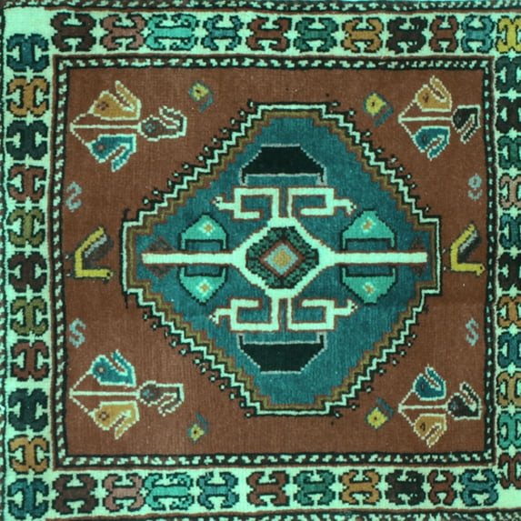 Ahgly Company Indoor Square Persian Turquoise Blue Traditional Area Rugs, 4' Square
