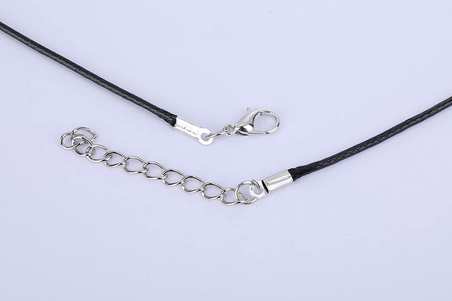100Pcs Black Waxed Necklace Cord Bulk Chain with Clasp for Jewelry