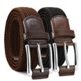 thumbnail image 1 of Cinturón de golf trenzado elástico CHAOREN de 1,38 pulgadas para hombre, paquete de 2, 1 of 7