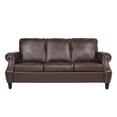 thumbnail image 2 of Sofa, 80 Inch 3-Seater, Nailhead Trim, Birch Wood, Brown Faux Leather, 2 of 6