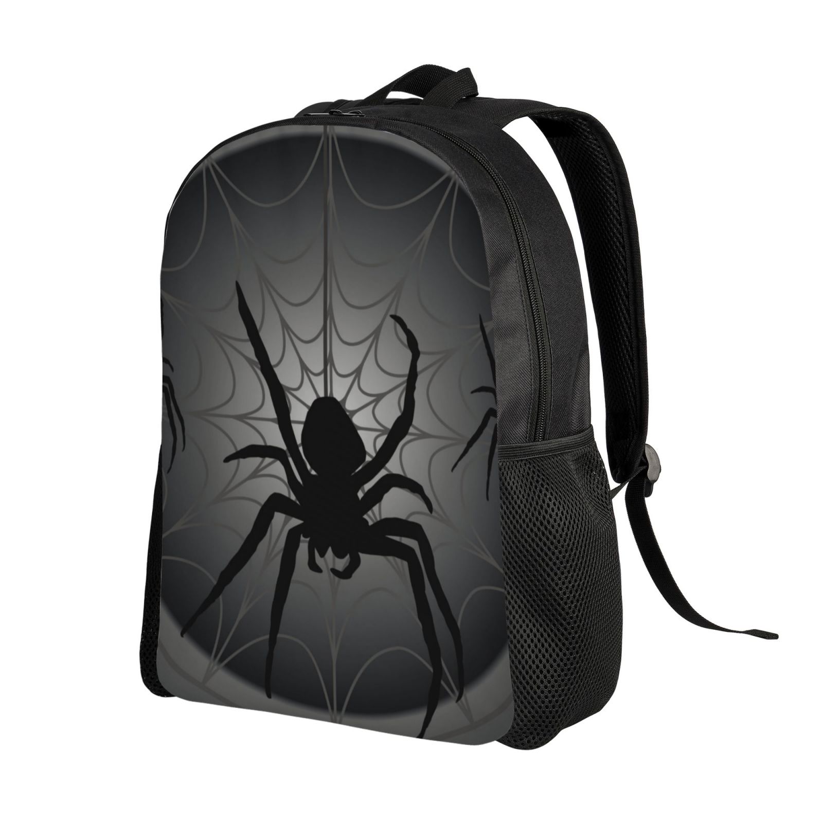 Xecao Black Spiders Print School Backpack with Laptop Compartment Small Travel Laptop Backpack for Women Men Waterproof College Backpack Simple School Bag