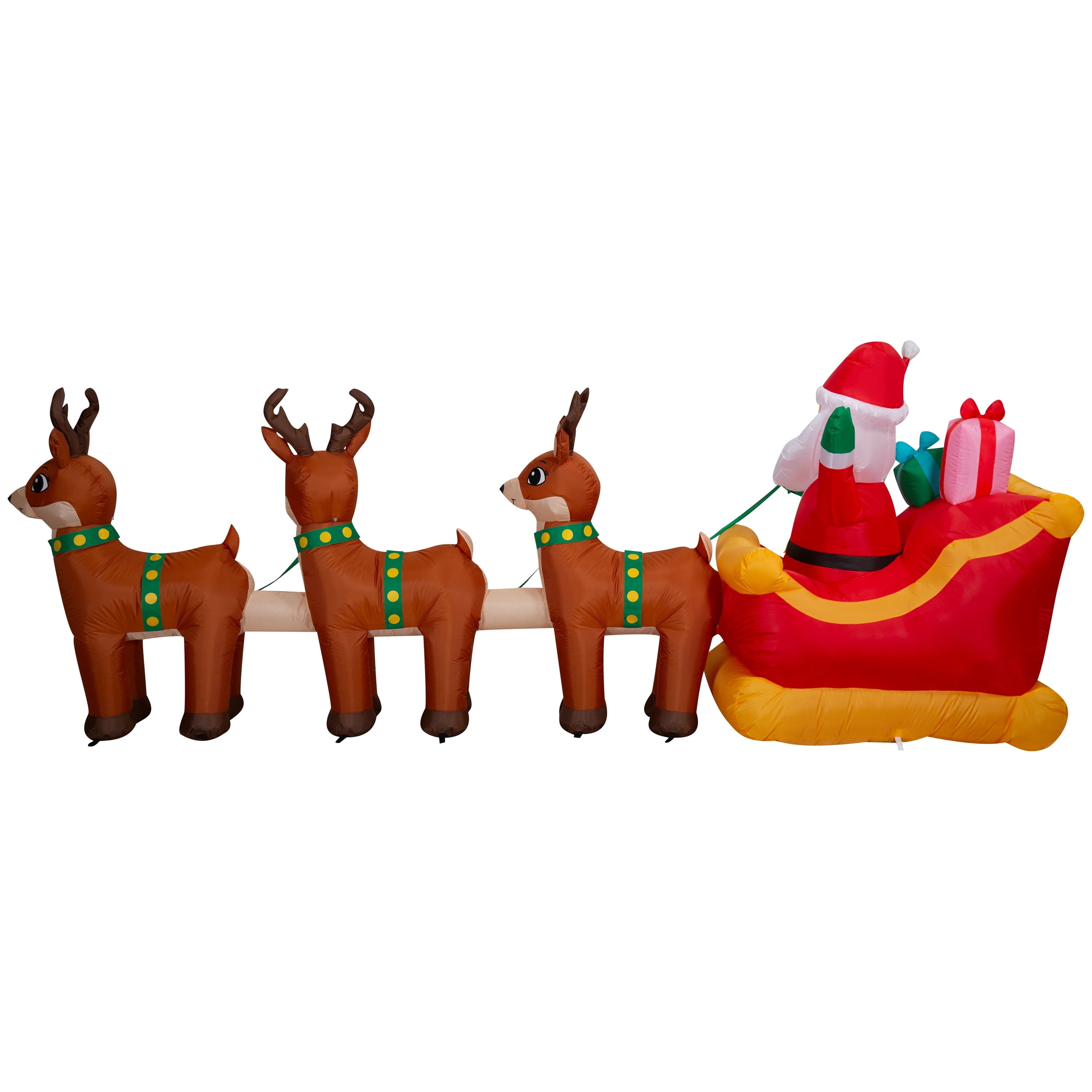 Multicolor Santa's Sleigh with Reindeer Christmas Airblown Yard Inflatable, 12', by Holiday Time