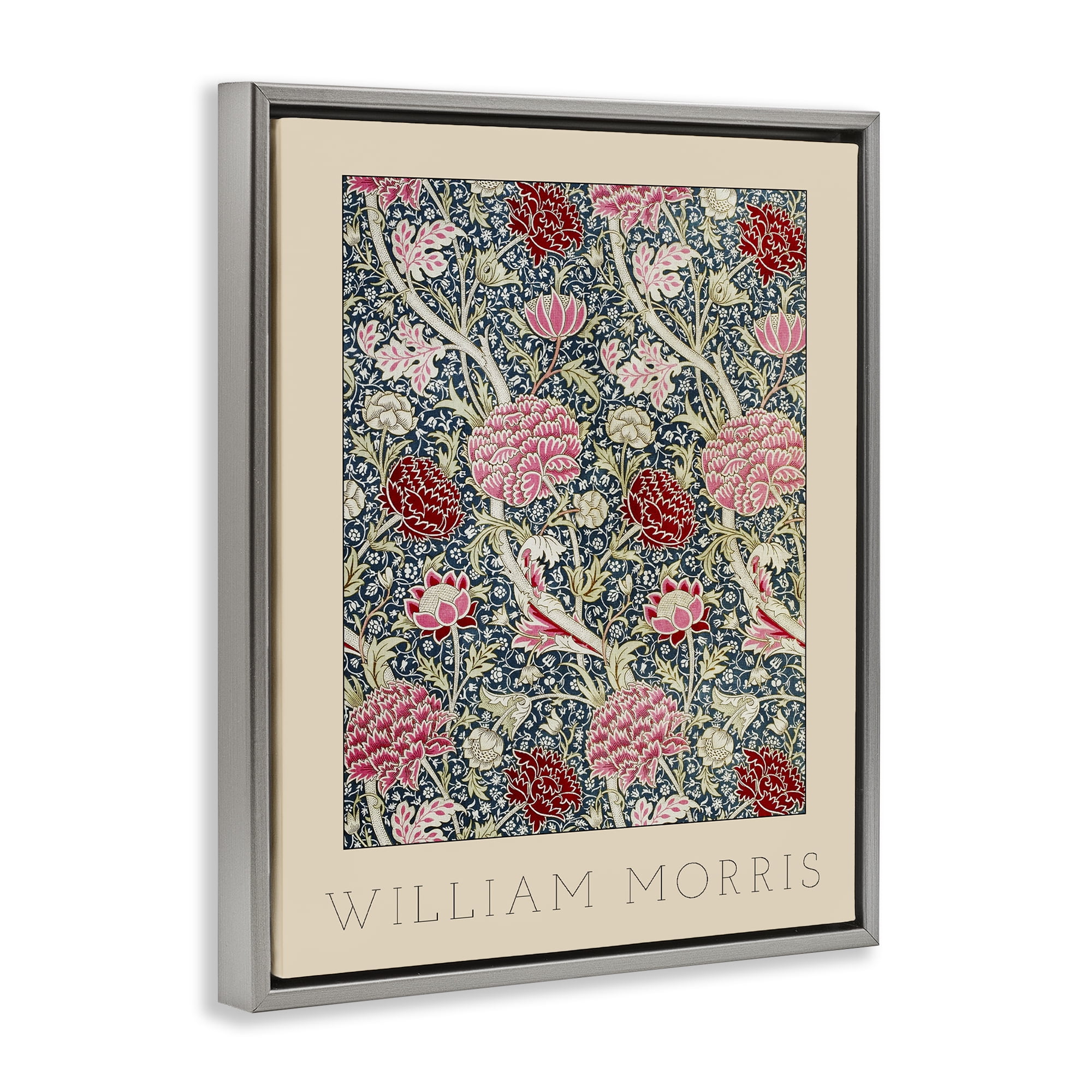 Stupell Industries Ornate Intertwined Flower Classic Gray Framed Floater Canvas Wall Art, design by Lil' Rue