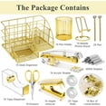 thumbnail image 5 of NiOffice Office Desktop Accessory Kit Workspace Organizers Desk Supplies, Acrylic Stapler Staple Remover Tape Holder Pen Holder Ballpoint Pens Scissors Phone Holder Binder Clips 1000PCS Staples (Gold), 5 of 7