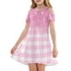 thumbnail image 3 of Girls Summer Dress Tween Dresses Cold Shoulder Gradient Dress Stylish Short Sleeve A-Line Summer Dress for Kids ,Sie:160, 3 of 7