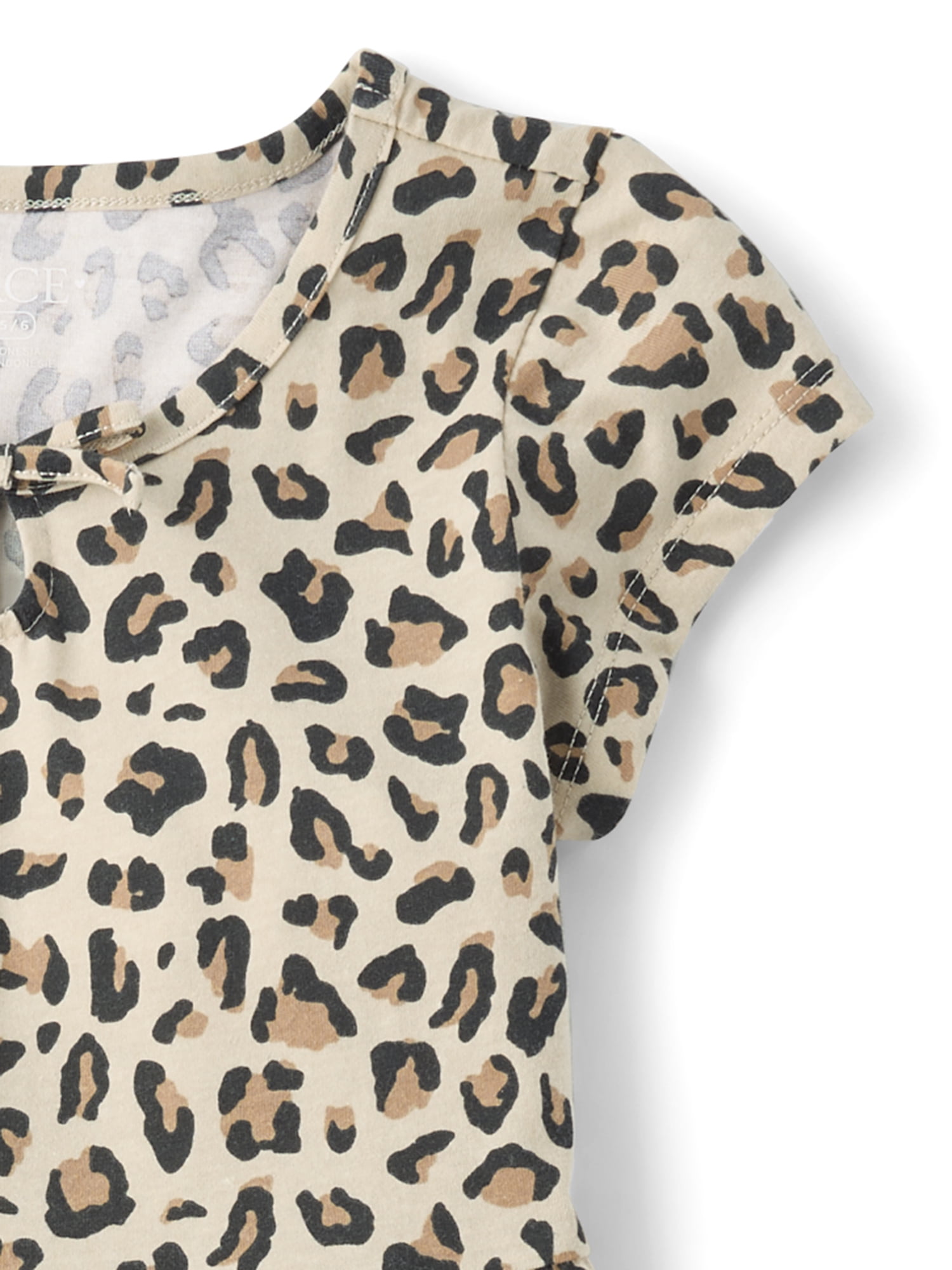 The Children's Place Girls Short Sleeve Leopard Keyhole Dress, Sizes XS-XXL