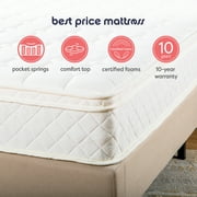 Best Price Mattress 10 Euro Top Pocket Spring Mattress, Comfort Foam Top, Twin
