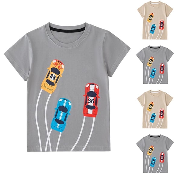 Crunowin Boys and Girls Cotton T-Shirts Machine Washable Stretchy Summer Casual Short Sleeve Round Neck Playtime Tops Gray Size 8