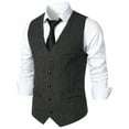 thumbnail image 2 of Men's Sleeveless Jackets V Neck Single Breasted Solid Color Outwear Casual Trendy Vest Coat With Pockets (XL, Dark Gray-D), 2 of 6