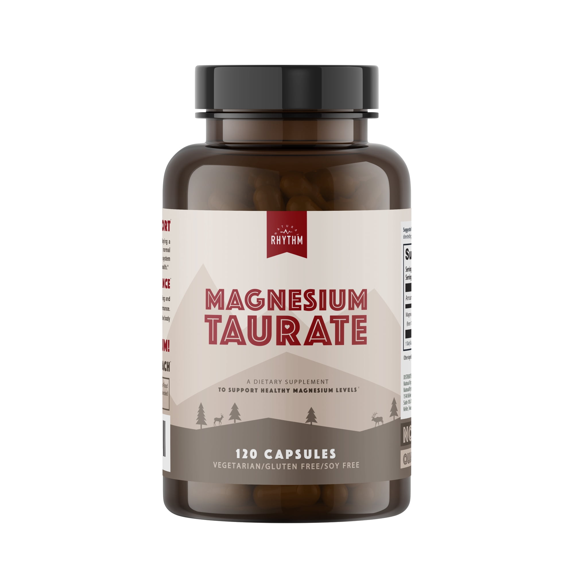 Natural Rhythm Magnesium Taurate Supplement for Heart Health, Muscle and Nerve Support, 120 Capsules