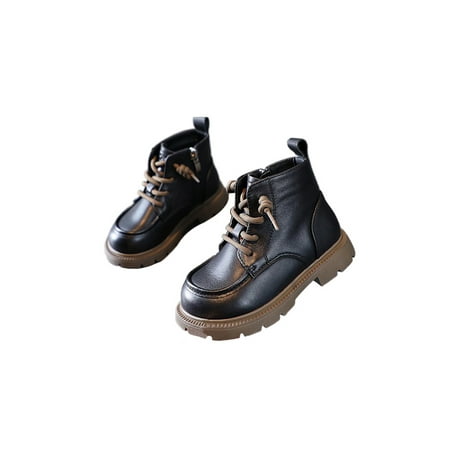 

SIMANLAN Kids Winter Warm Shoes Cotton Lining Casual Bootie Zipper Ankle Boots School Lightweight Booties Walking Platform Short Boot Brown Cotton 11.5C