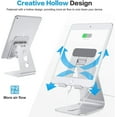 thumbnail image 3 of Adjustable Tablet Stand for Desk, Upgraded Longer Arms for Greater Stability, T2 Tablet Holder with Hollow Design for Bigger Sized Phones and Tablets Such as iPad Pro/Air/Mini, Silver, 3 of 5