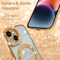 thumbnail image 2 of Magnetic Case Designed for iPhone 14 Plus Glitter Case Luxury Plating Love Heart Compatible with MagSafe Clear Case with Camera Protector Protection Shockproof Cover for Women Girls-Gold, 2 of 12