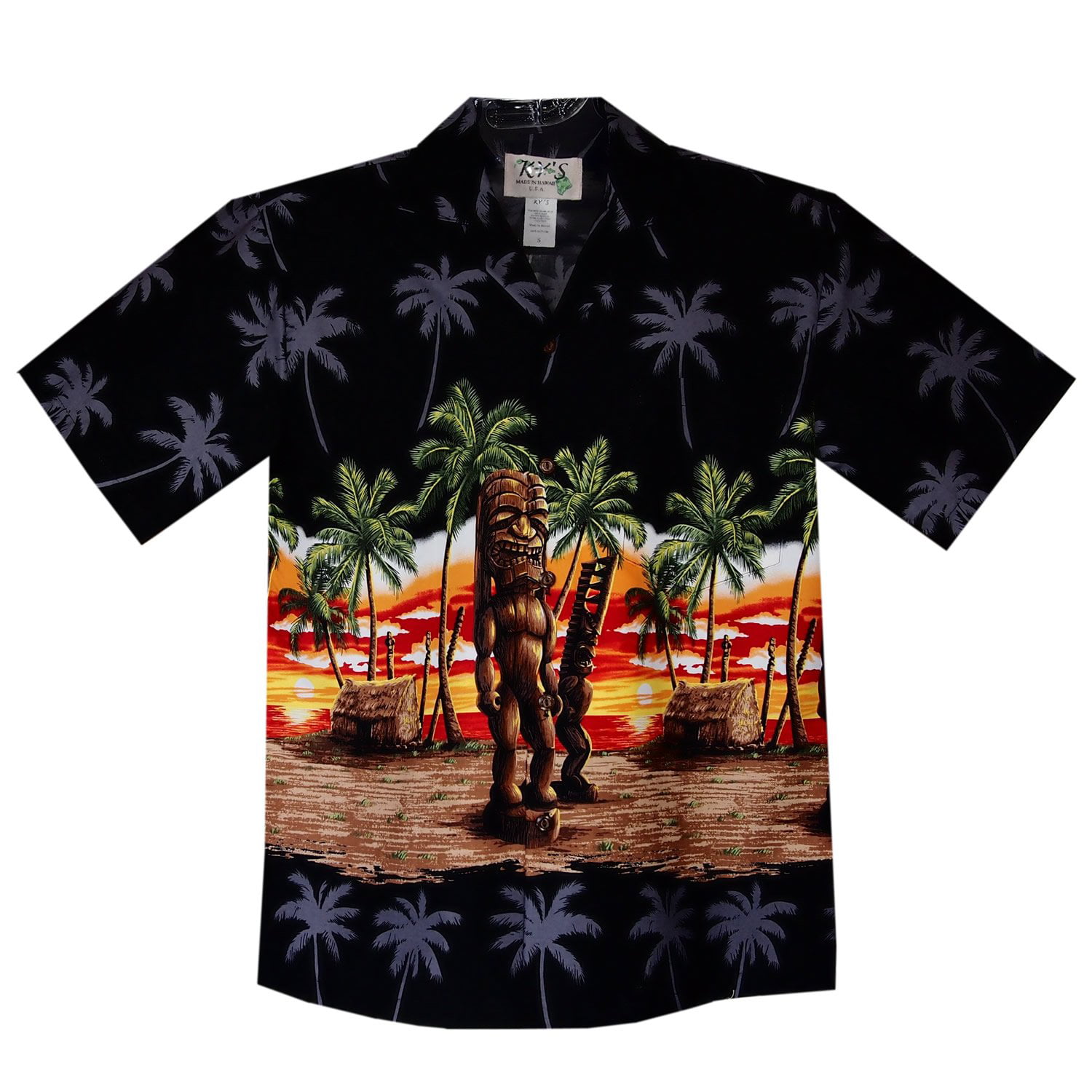 Tiki Gods Hawaiian Shirt Aloha Palm Trees Hibiscus