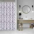 thumbnail image 3 of Purple and White Shower Curtain, Modern Aesthetic Lavender Striped Shower Curtain Set for Bathroom Waterproof Polyester Shower Curtain with Hooks, 60x72 Inch, 3 of 5