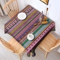 thumbnail image 2 of Purple Boho Tribal Stripes and Hearts Pattern Square Tablecloth,Waterproof Square Table Cover,Wipeable Spillproof Washable Table Cover for Home Kitchen Party Decor 42"X42"(107x107cm), 2 of 6