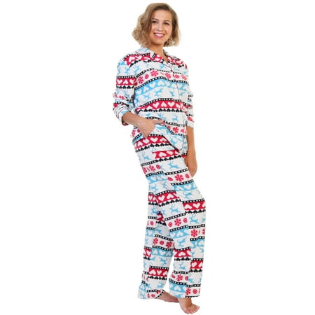 Angelina Cozy Fleece Notch Collar Pajama Set with Pockets (1-Pack)
