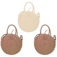 thumbnail image 1 of Bolso bandolera de paja para mujer, bolso de hombro tejido, bolso de playa redondo de verano y bolsos de mano, 1 of 5