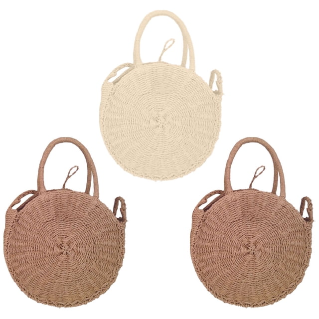 Bolso bandolera de paja para mujer, bolso de hombro tejido, bolso de playa redondo de verano y bolsos de mano