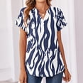 thumbnail image 4 of BOMYJESK Shirts for Women Short Sleeve Business Casual Basic Tops Color Block V Neck Fashion Blouses 2026 Spring Going Out Loose Fit Clothes Dark Blue M, 4 of 7