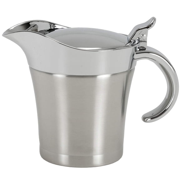 Yopay Stainless Steel Gravy Boat, 16 ounce Gravy Sauce Double Insulated Insulated Jug Sauce Jug for Serving Gravy, Custard, Cream, Sauce